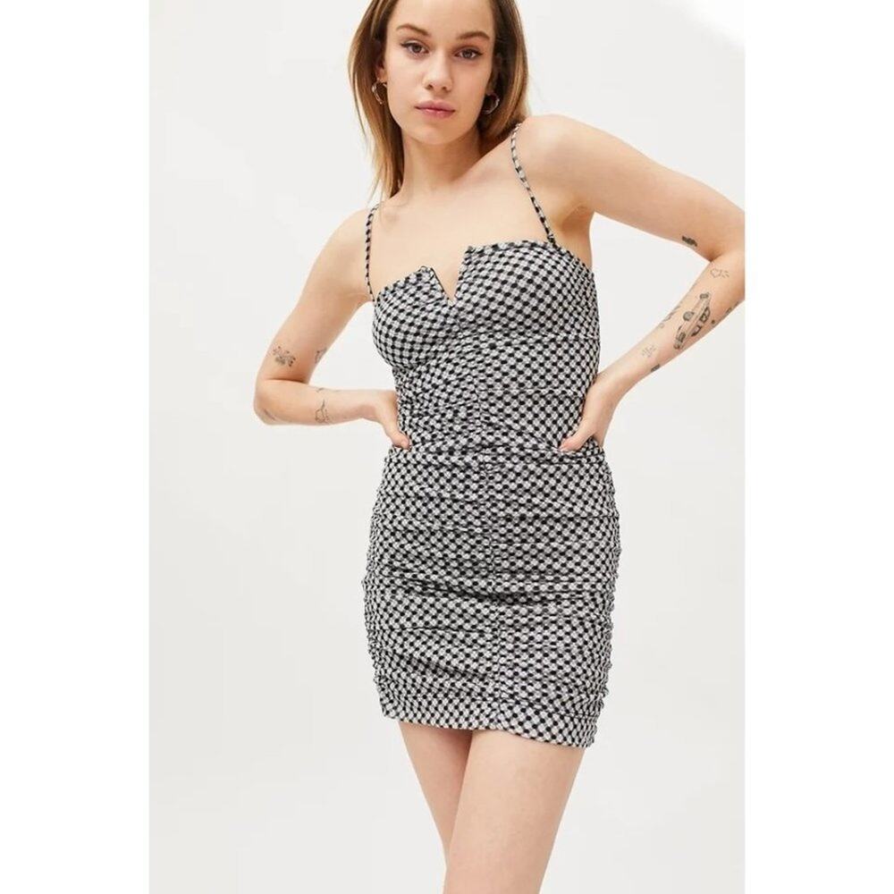 Urban Outfitters Carmen Black White Checkered Sleeveless Bodycon Mini Dress M